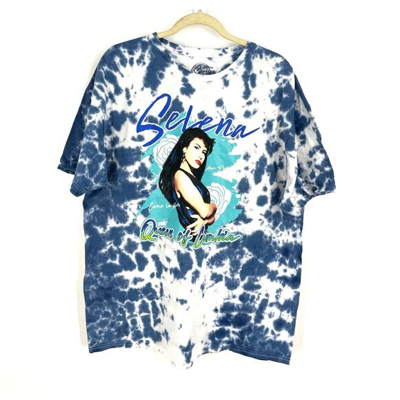 Selena Queen Of Cumbia Portrait Tie Dye T-Shirt Blue Size XL NWOT - Picture 4 of 5